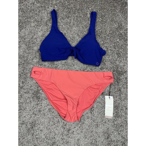 Calia Bikini Set XL Coral‎ Bottom Blue Top Mixed Swim Moderate Coverage Summer - Picture 1 of 15